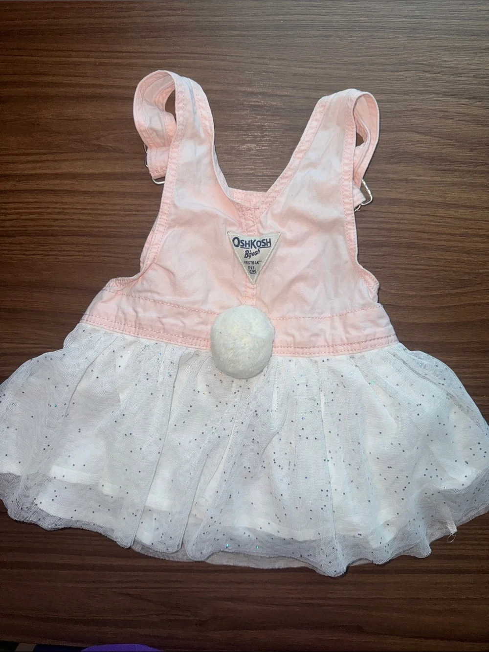 OshKosh B'gosh Pink and White Kitty Tulle Overall Skirt 12 months